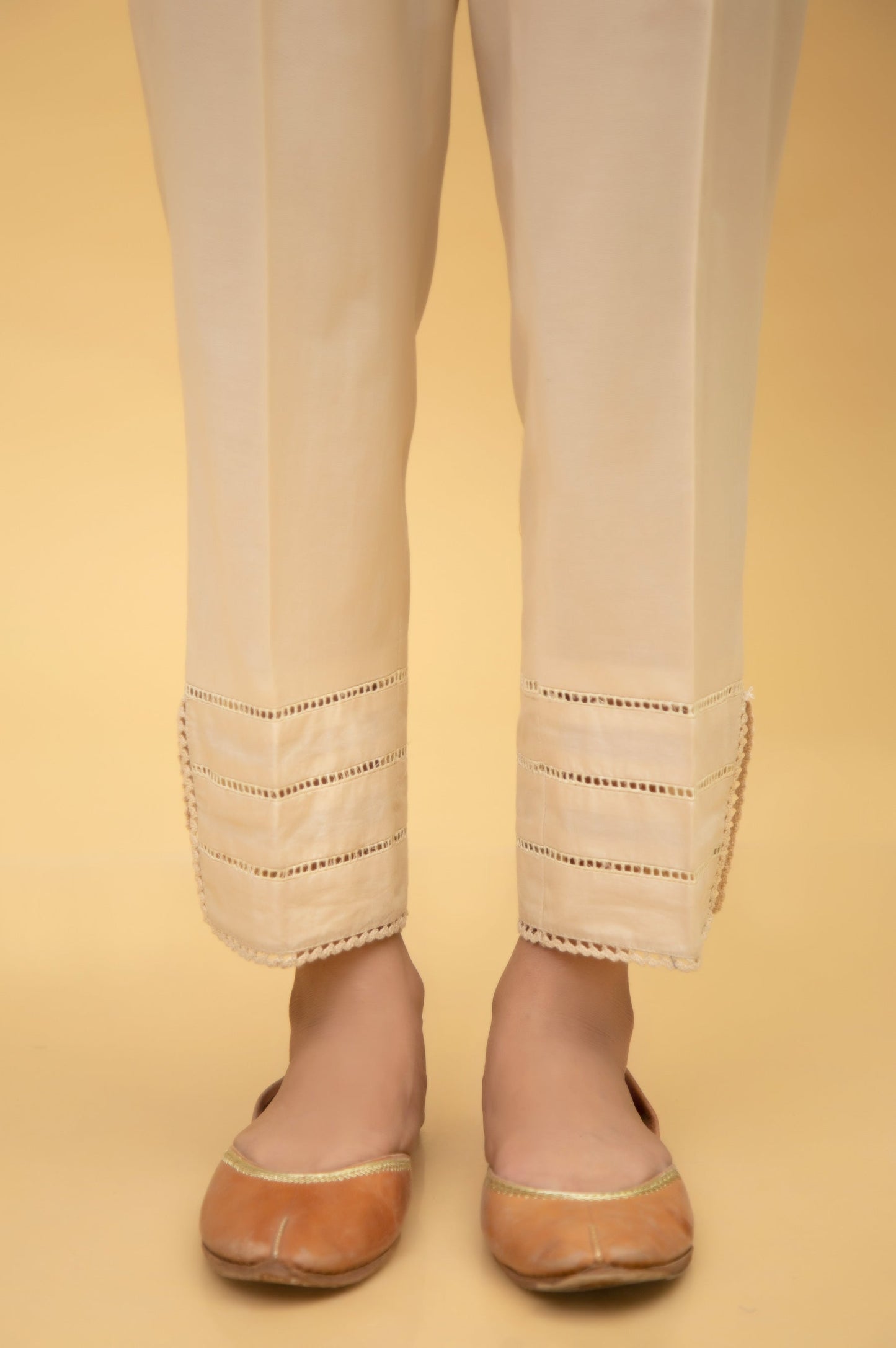 Stylized Cambric Cigarette Pants - Beige