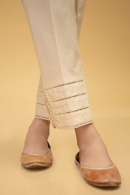 Stylized Cambric Cigarette Pants - Beige