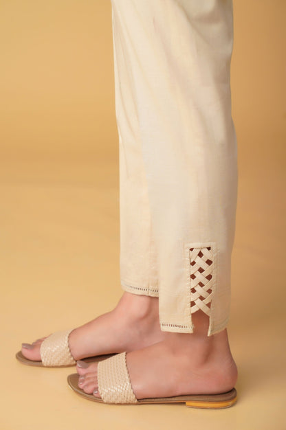 Embellished Cambric Cigarette Pants - Beige