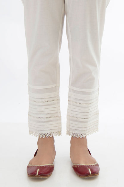 Embellished Cambric Cigarette Pants - White