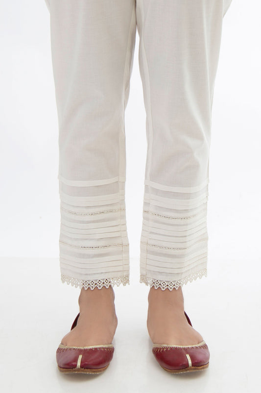 Embellished Cambric Cigarette Pants - White