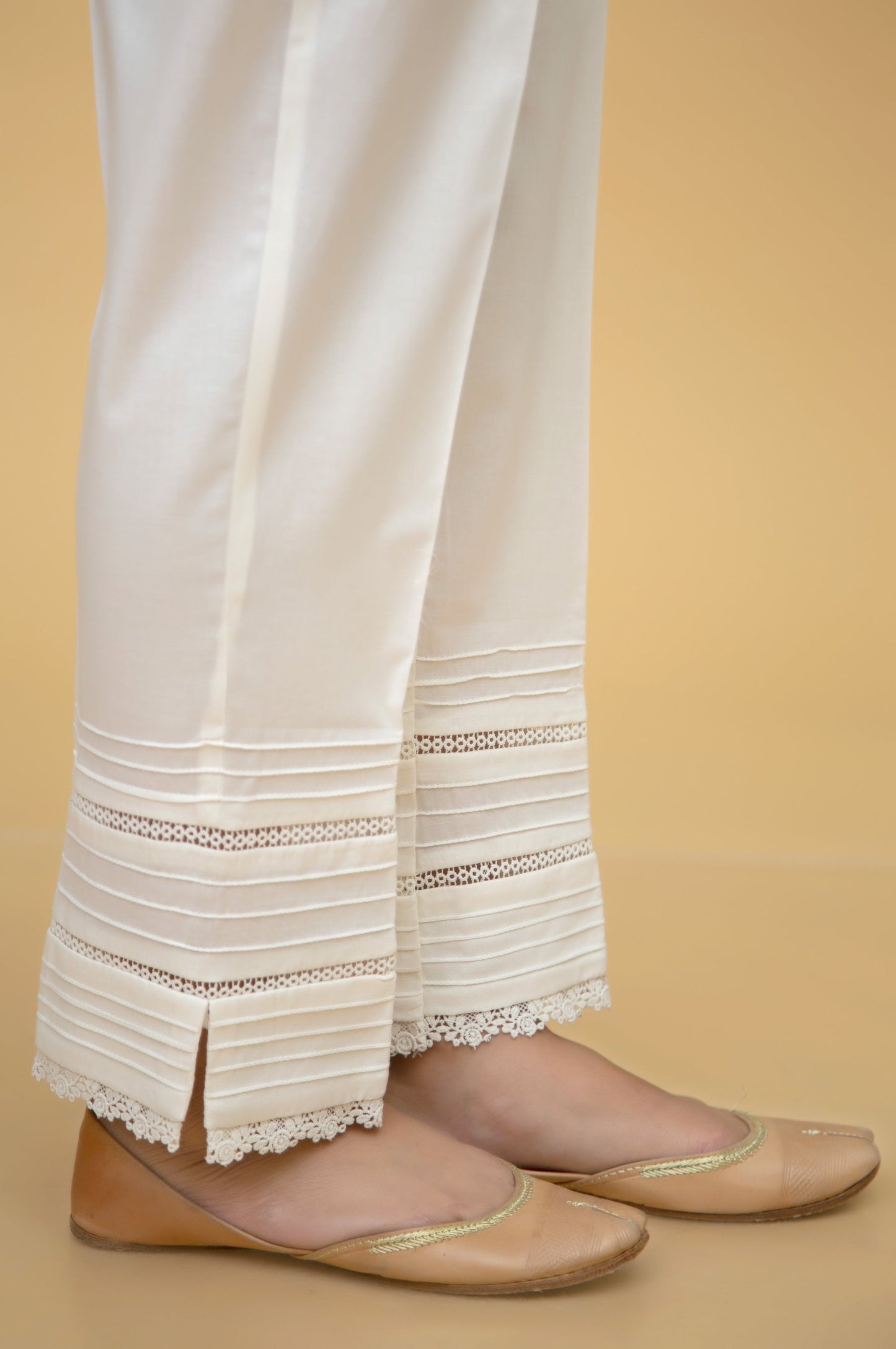 Embellished Cambric Cigarette Pant - Offwhite