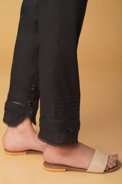 Embellished Cambric Cigarette Pant - Black