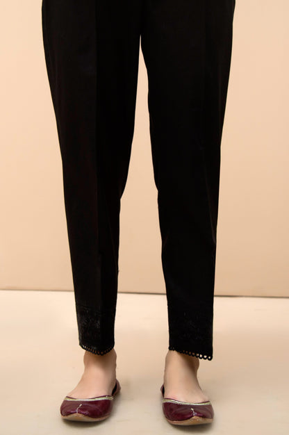 Embroidered Cigarette Pants  - Black