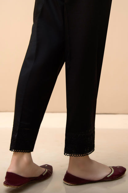 Embroidered Cigarette Pants  - Black