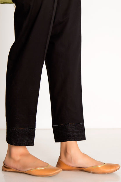Embroidered Cigarette Pants  - Black