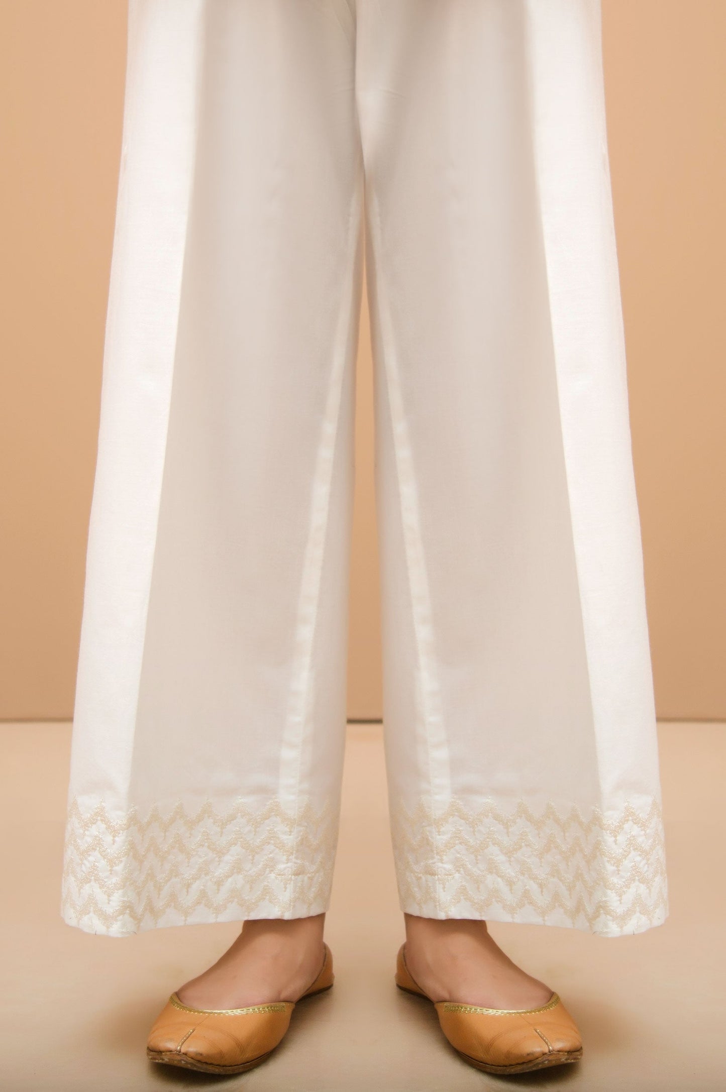 Embroidered Culotte Pants  - White