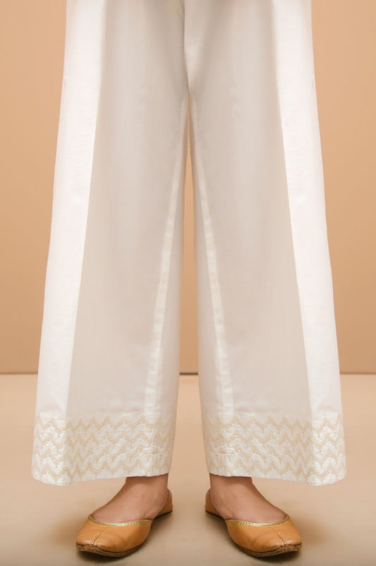 Embroidered Culotte Pants  - White