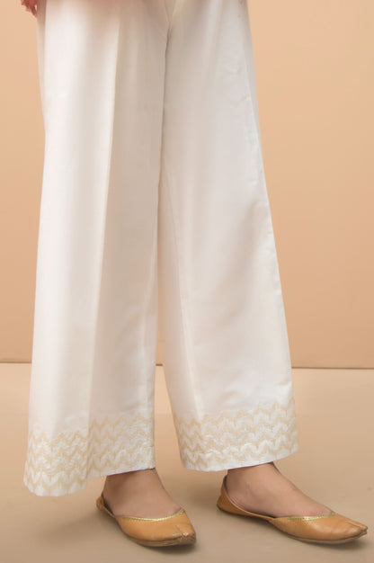 Embroidered Culotte Pants  - White