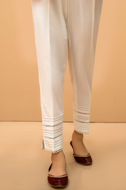 Embellished Cambric Cigarette Pants  - White