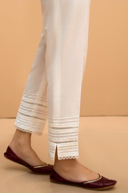 Embellished Cambric Cigarette Pants  - White