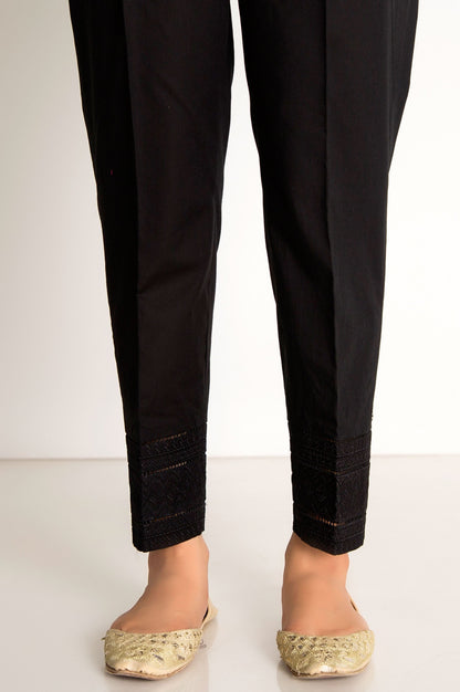 Embroidered Cambric Cigarette Pant - Black