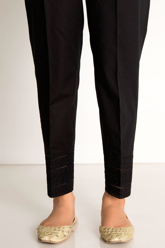 Embroidered Cambric Cigarette Pant - Black