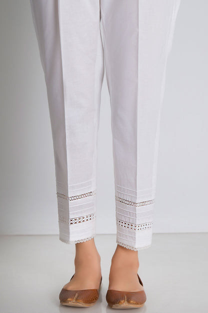 Embellished Cambric Cigarette Pant  - White