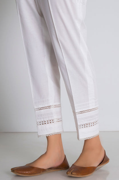 Embellished Cambric Cigarette Pant  - White