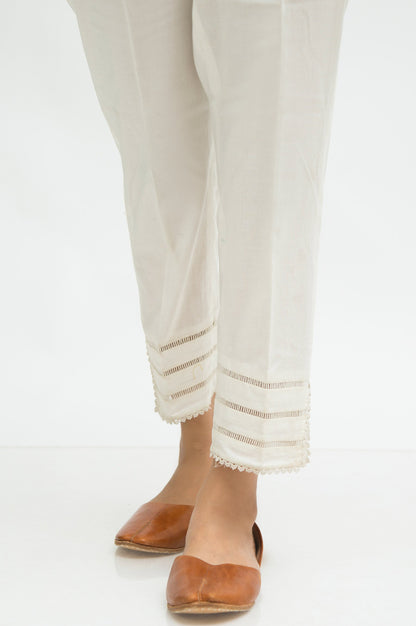 Embellished Cambric Cigarette Pant - Off White