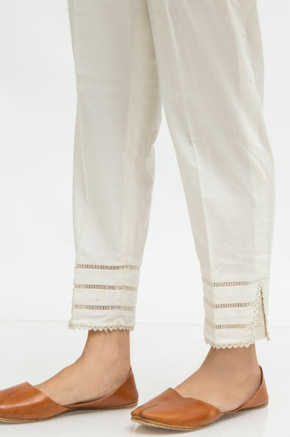 Embellished Cambric Cigarette Pant - Off White