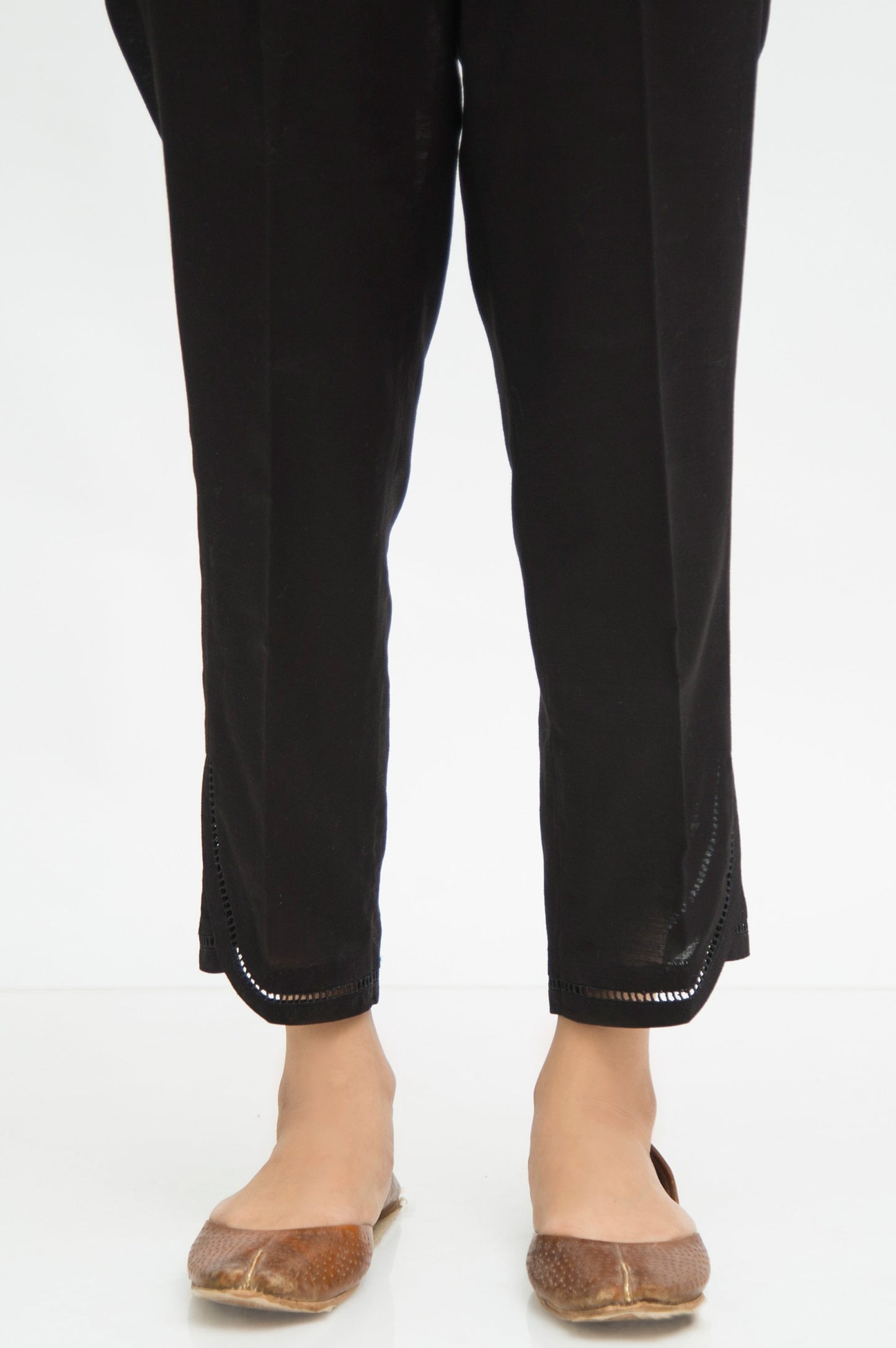 Embellished Khaddar Pants  - Black