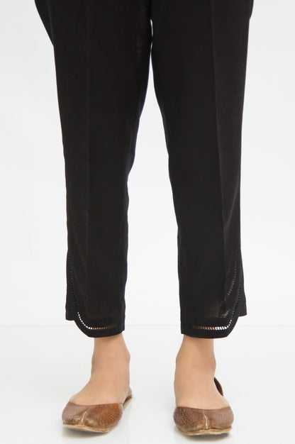 Embellished Khaddar Pants  - Black