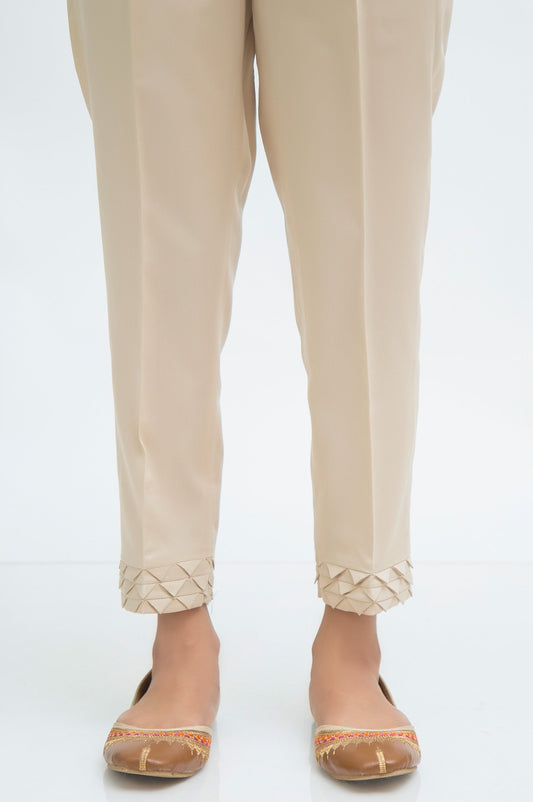 Embellished Cottel Cigarette Pants  - Sand