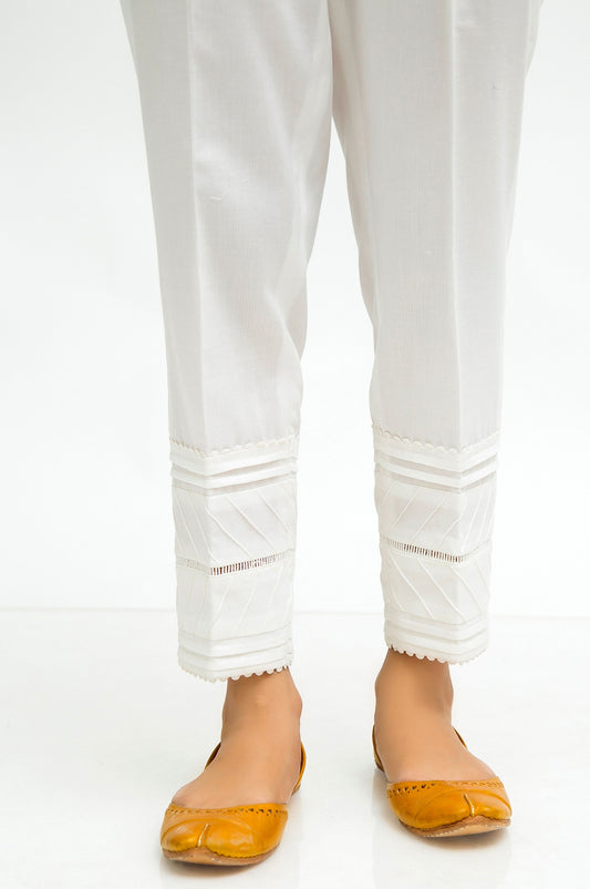 Embellished Cottel Cigarette Pant - White