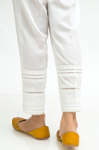Embellished Cottel Cigarette Pant - White