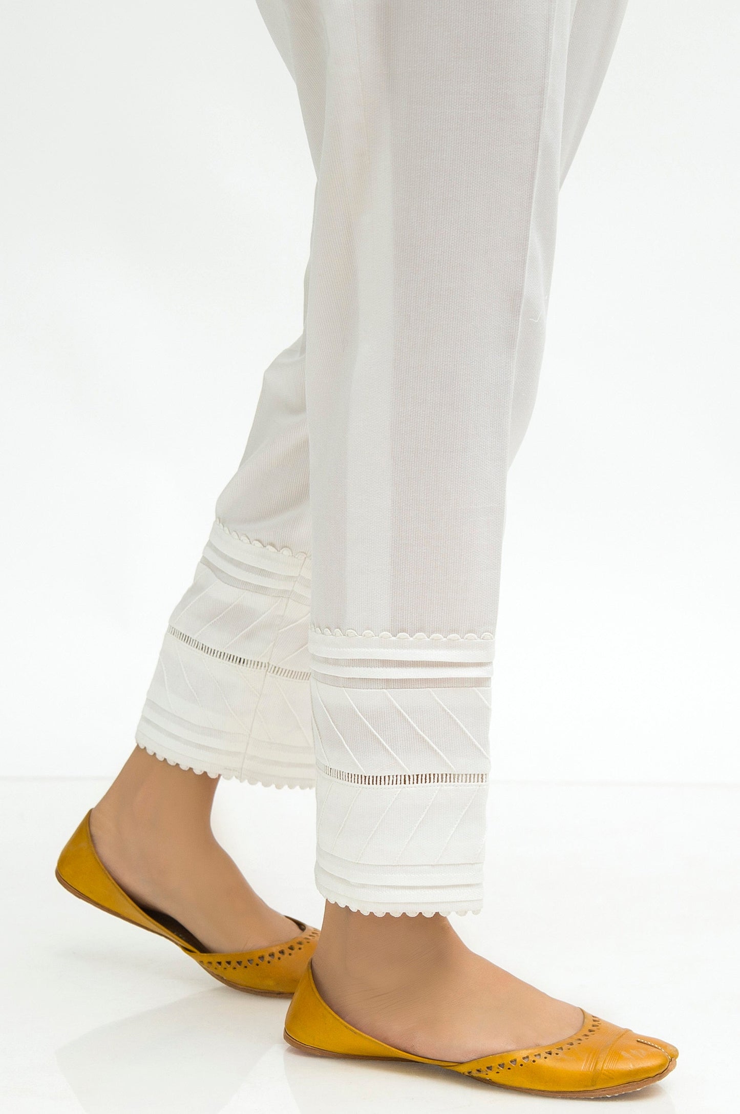 Embellished Cottel Cigarette Pant - White