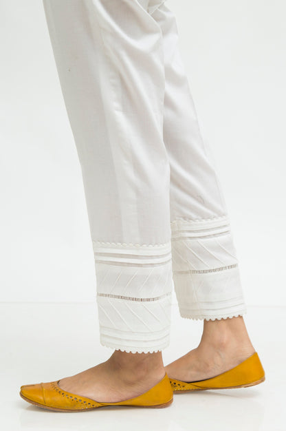 Embellished Cottel Cigarette Pant - White