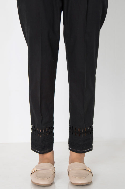 Embellished Cambric Cigarette  Pants  - Black