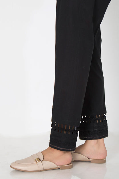 Embellished Cambric Cigarette  Pants  - Black