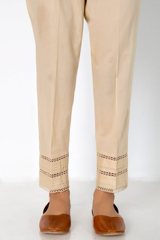 Embellished Cambric Cigarette Pants - Beige
