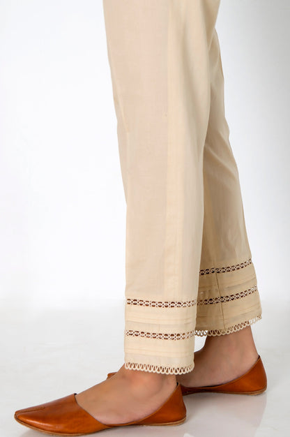 Embellished Cambric Cigarette Pants - Beige