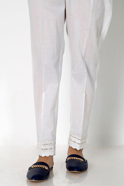 Stylised Cambric Cigarette Pants  - White
