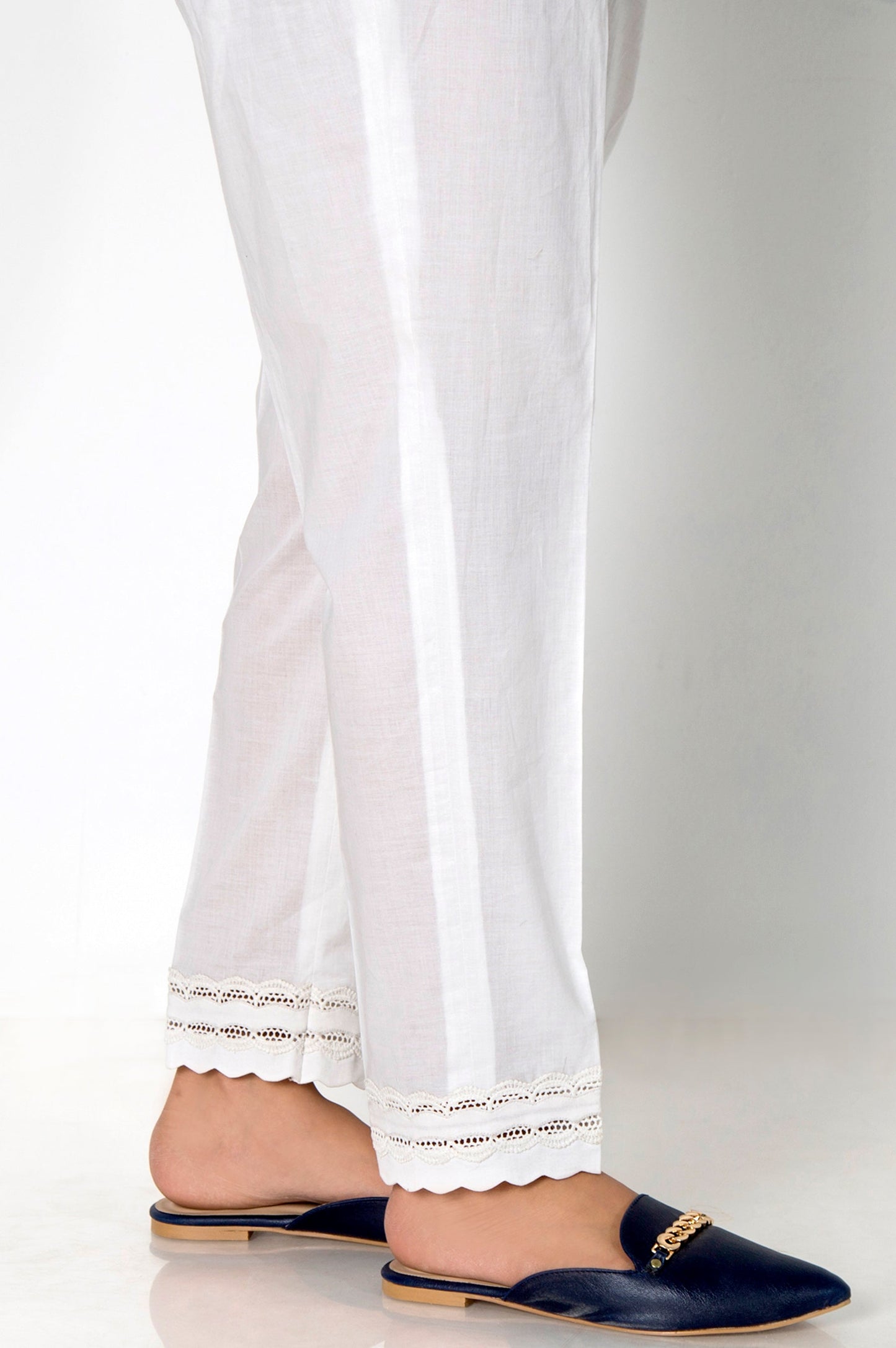 Stylised Cambric Cigarette Pants  - White