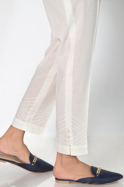 Embellished Cambric Cigarette Pants  - Off-White