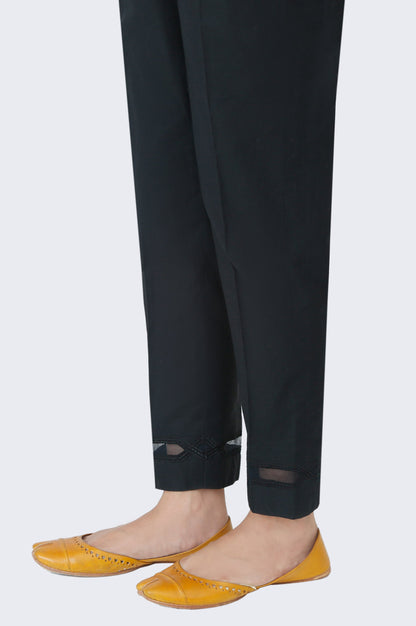 Embroidered Cambric Cigarette Pants  - Black