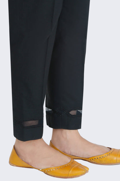 Embroidered Cambric Cigarette Pants  - Black