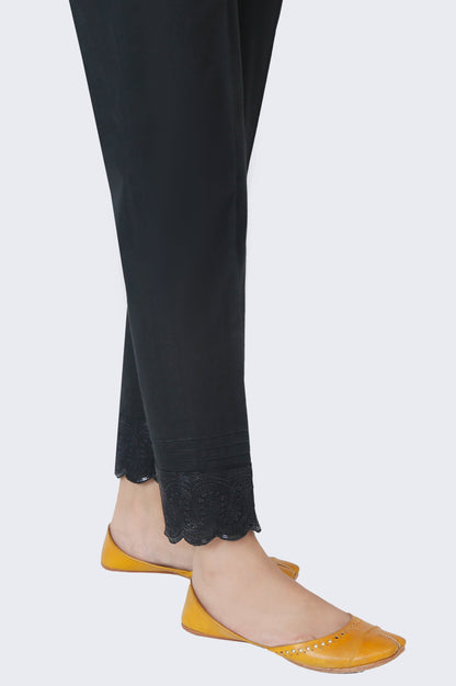 Embroidered Cambric Cigarette Pants - Black
