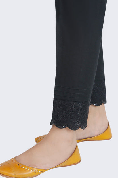 Embroidered Cambric Cigarette Pants - Black