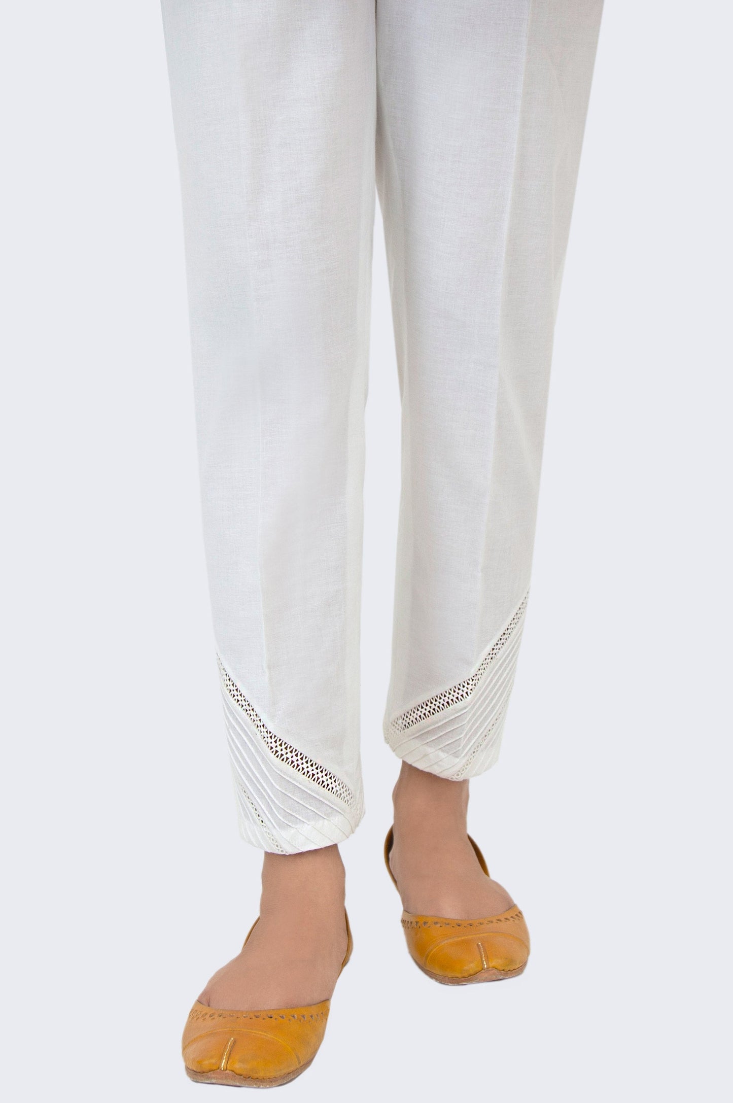 Embellished Cambric Cigarette Pants - White