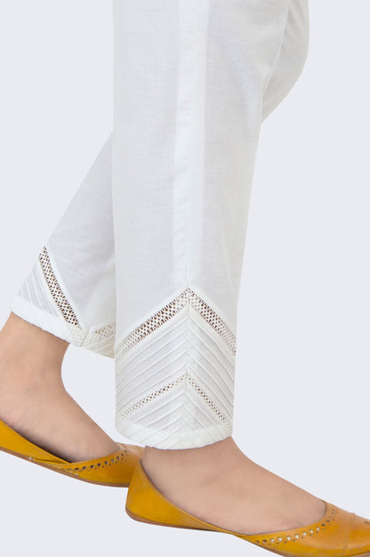 Embellished Cambric Cigarette Pants - White