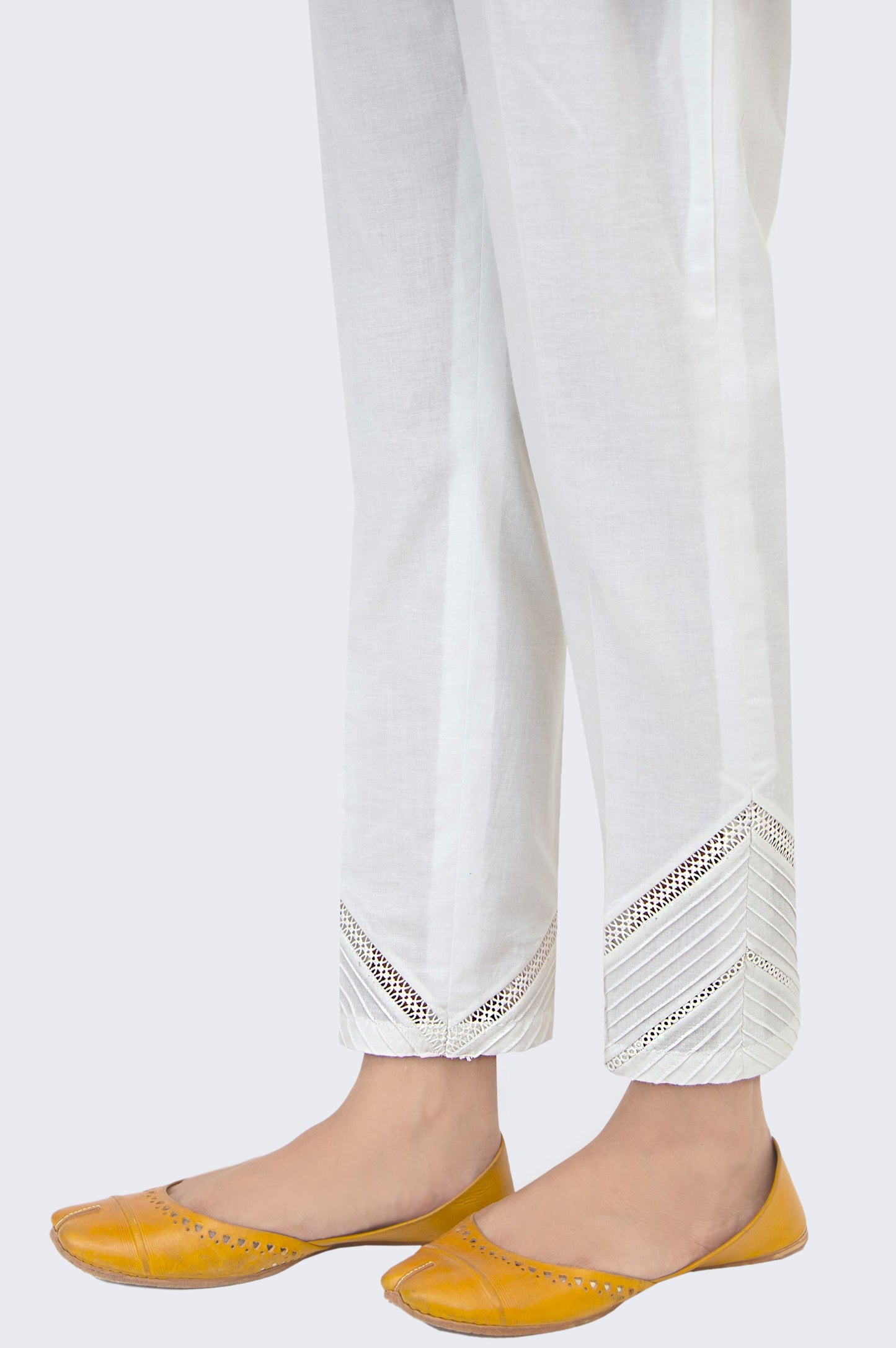 Embellished Cambric Cigarette Pants - White
