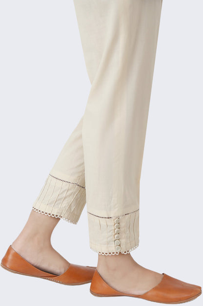 Embroidered Cambric Cigarette Pants - Beige
