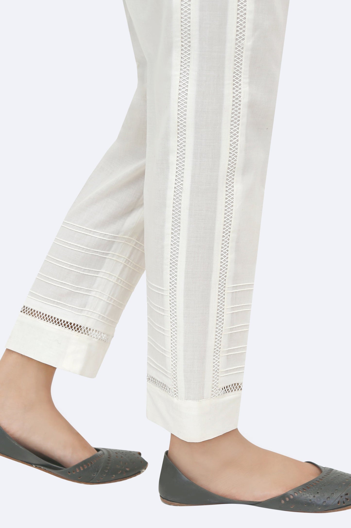 Embellished Cambric Cigarette Pants - Off-White
