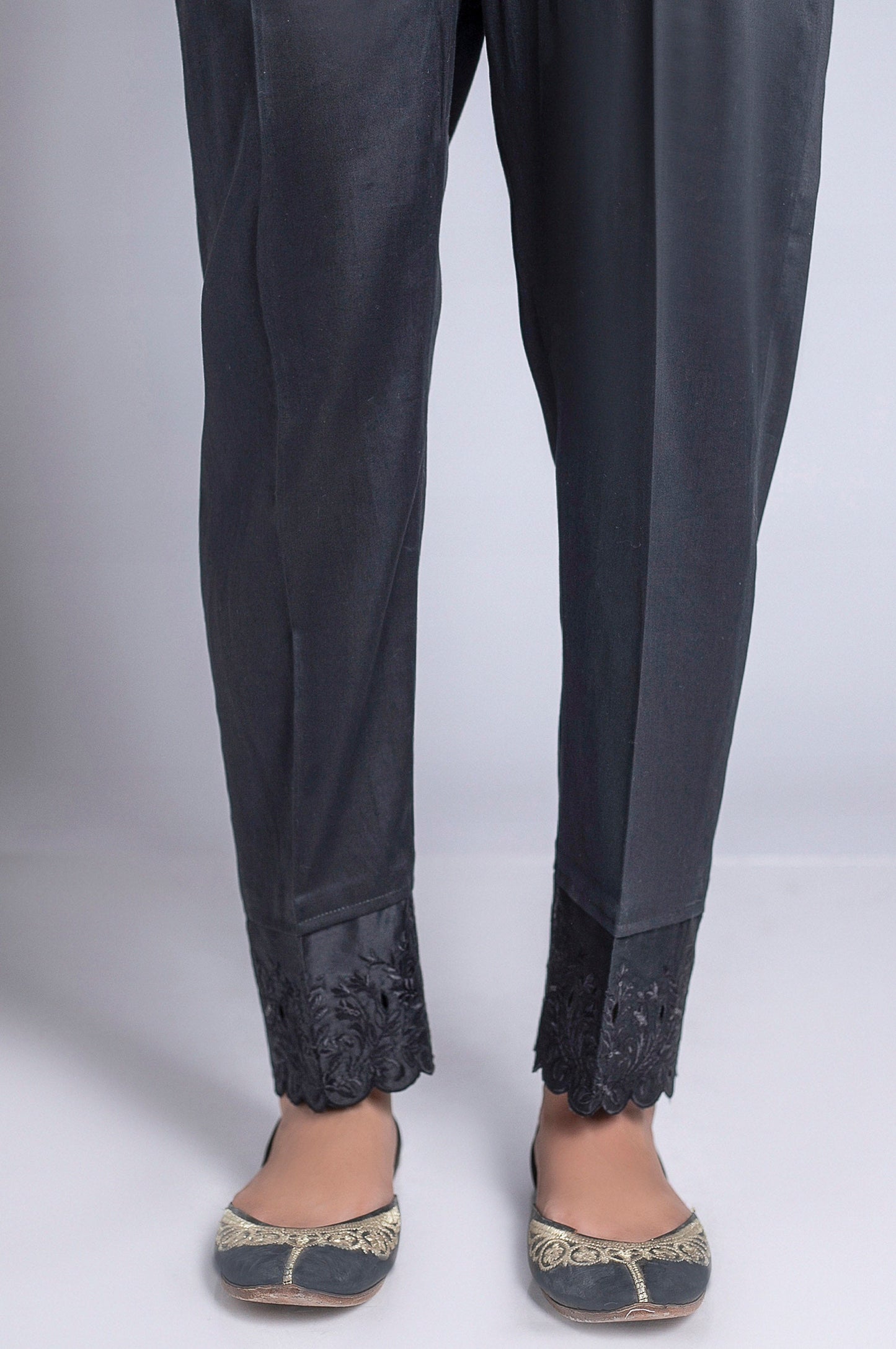 Satin Embellished Cigarette Pant