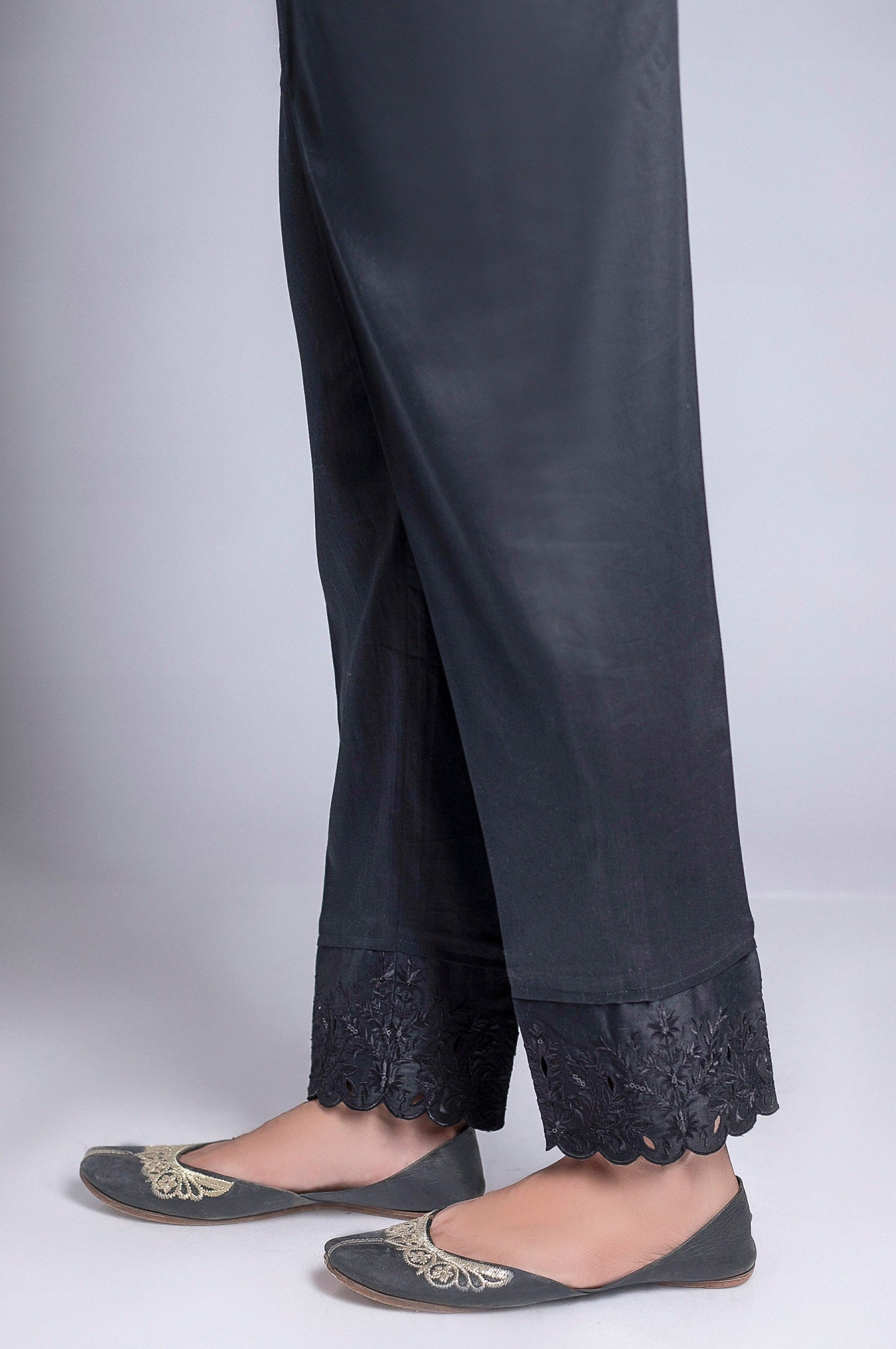 Satin Embellished Cigarette Pant