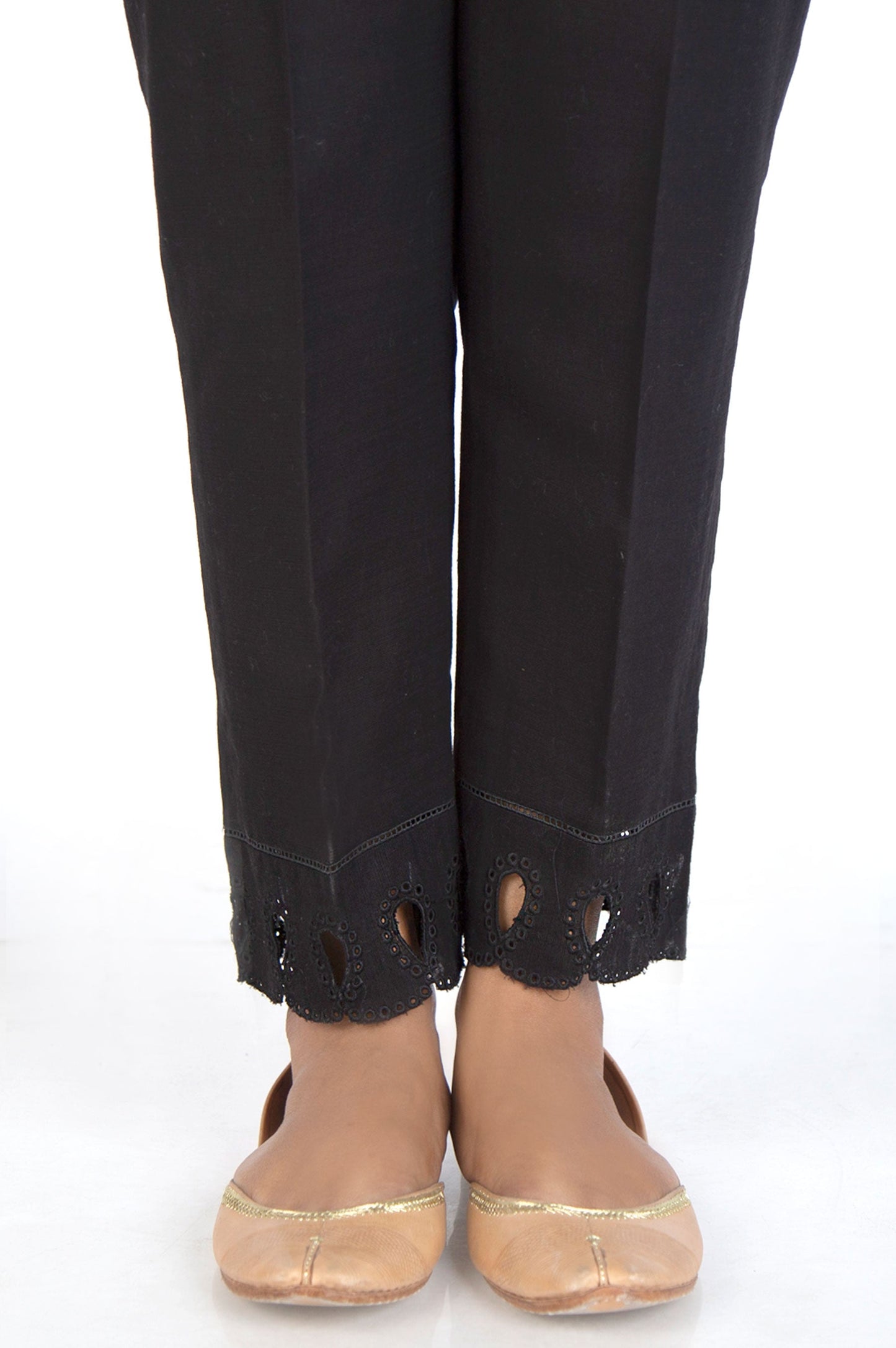 Embroidered Khaddar Cigarette Pant - Black