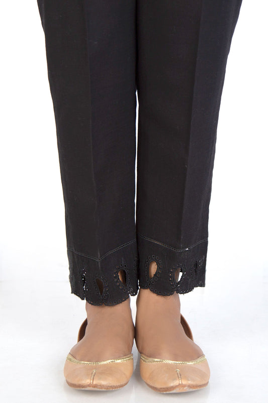 Embroidered Khaddar Cigarette Pant - Black