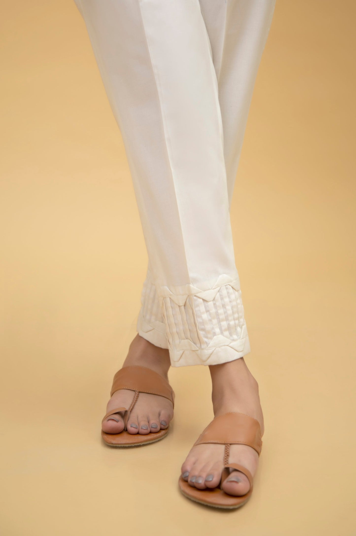 Stylized Cambric Cigarette Pants - Offwhite