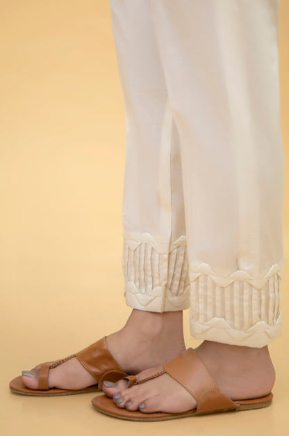 Stylized Cambric Cigarette Pants - Offwhite